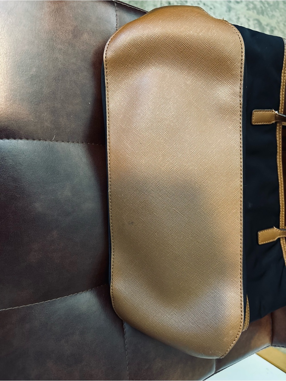 Michael Kors Black Nylon Tote with Tan Trim and Gold Hardware - Picture 7 of 7